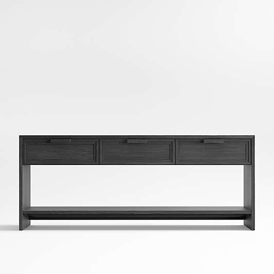 Calypso 72" Rectangular Black Wood Storage Console Table