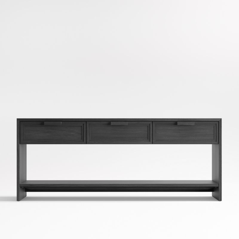 Vernon 72" Rectangular Ebonized Pine Wood Storage Console Table