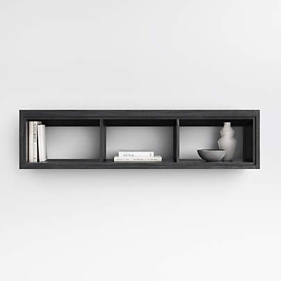 Calypso Black Wood Wall-Mounted Storage