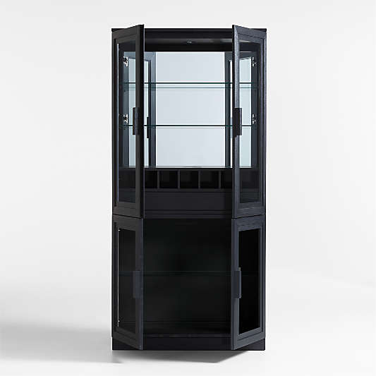 Calypso 36" Black Glass-Door Bar Cabinet