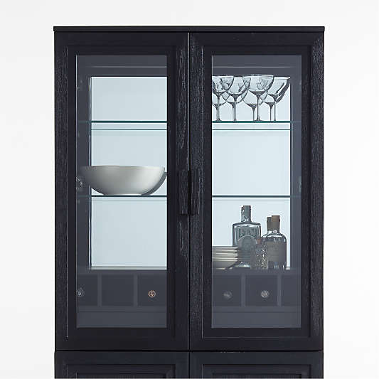 Calypso Black Elm Wood Bar Hutch Cabinet