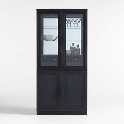 Calypso 36" Black Wood-Door Bar Cabinet