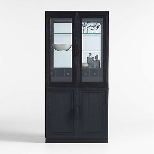 Calypso 36" Black Wood-Door Bar Cabinet