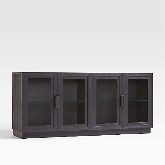 Calypso Black Elm Wood 72" Storage Media Console with Glass Doors