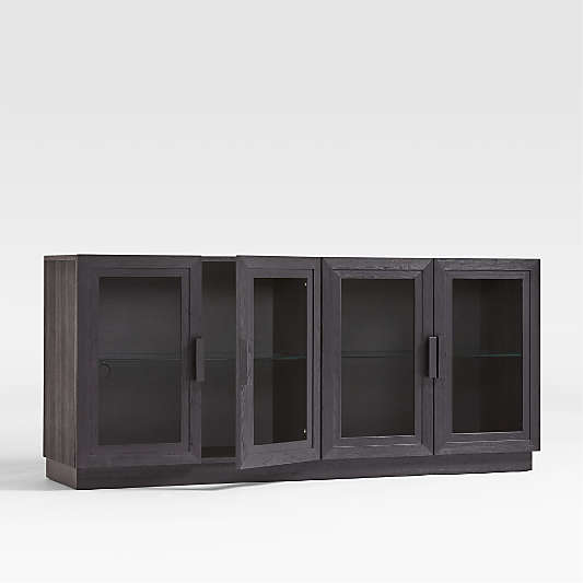 Calypso Black Elm Wood 72" Storage Media Console with Glass Doors