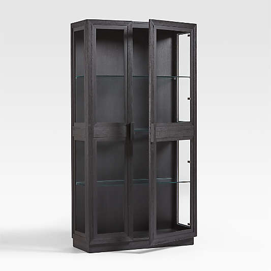 Calypso Glass and Black Wood Storage Cabinet