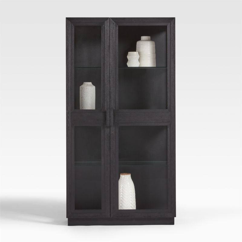 Calypso Glass and Black Wood Storage Cabinet - image 0 of 10