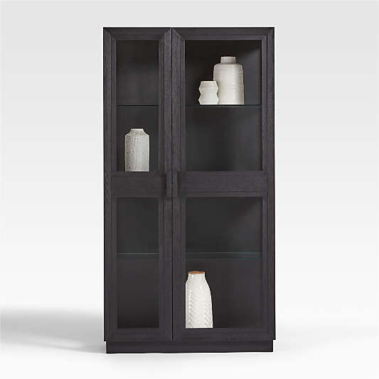 Calypso Glass and Black Wood Storage Cabinet