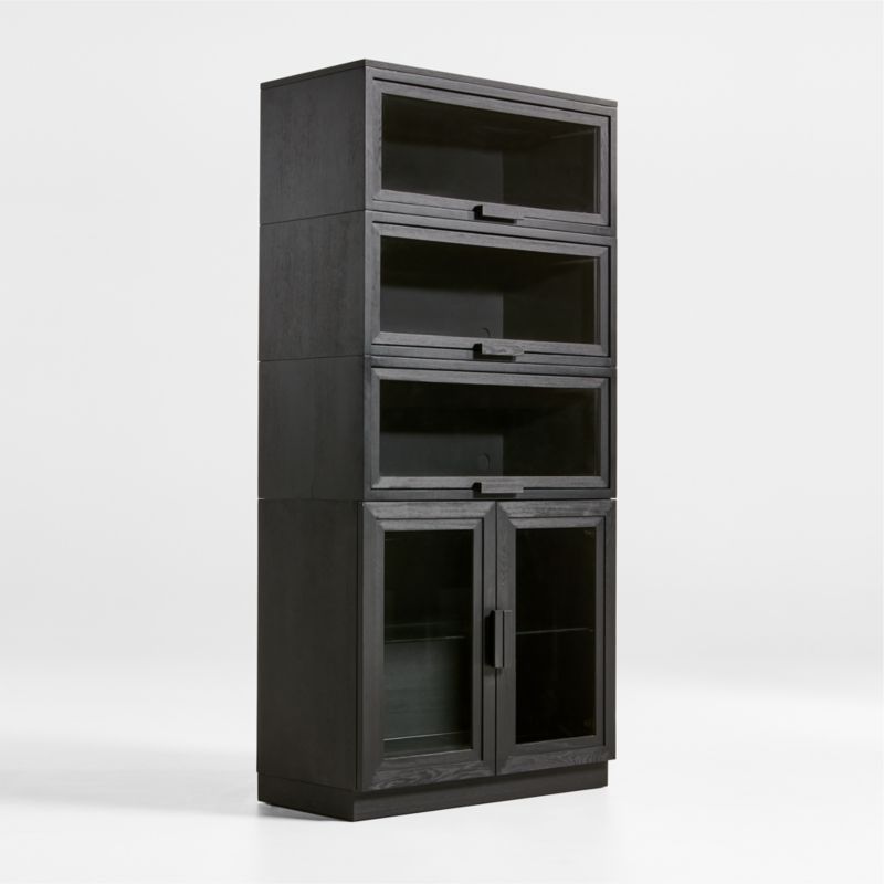 Calypso Black Wood Modular Glass-Door Base and 3 Glass-Door Single Storage - image 2 of 7