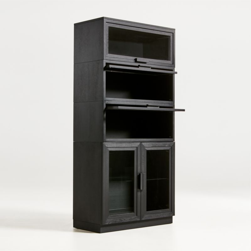 Calypso Black Wood Modular Glass-Door Base and 3 Glass-Door Single Storage - image 3 of 7