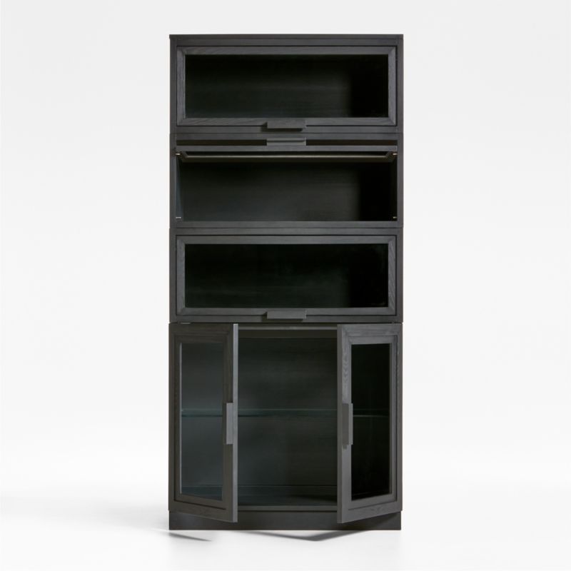 Calypso Black Wood Modular Glass-Door Base and 3 Glass-Door Single Storage - image 1 of 7