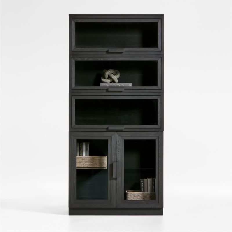 Calypso Black Wood Modular Glass-Door Base and 3 Glass-Door Single Storage - image 0 of 7