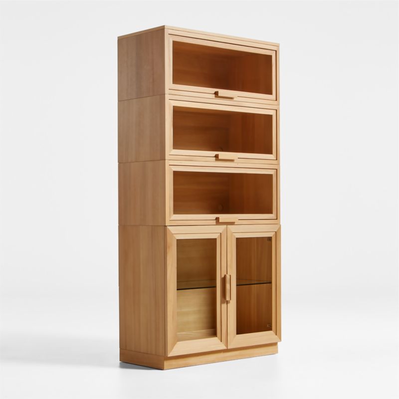 Calypso Natural Elm Wood Modular Storage Cabinet with Glass-Door Base and Glass Doors - image 4 of 9