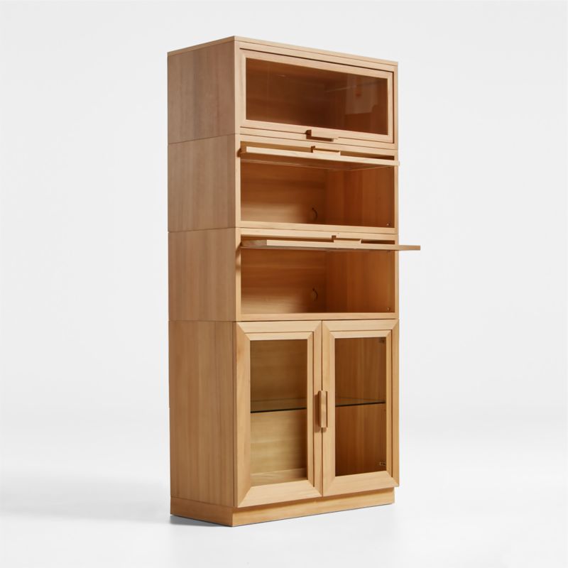 Calypso Natural Elm Wood Modular Storage Cabinet with Glass-Door Base and Glass Doors - image 5 of 9