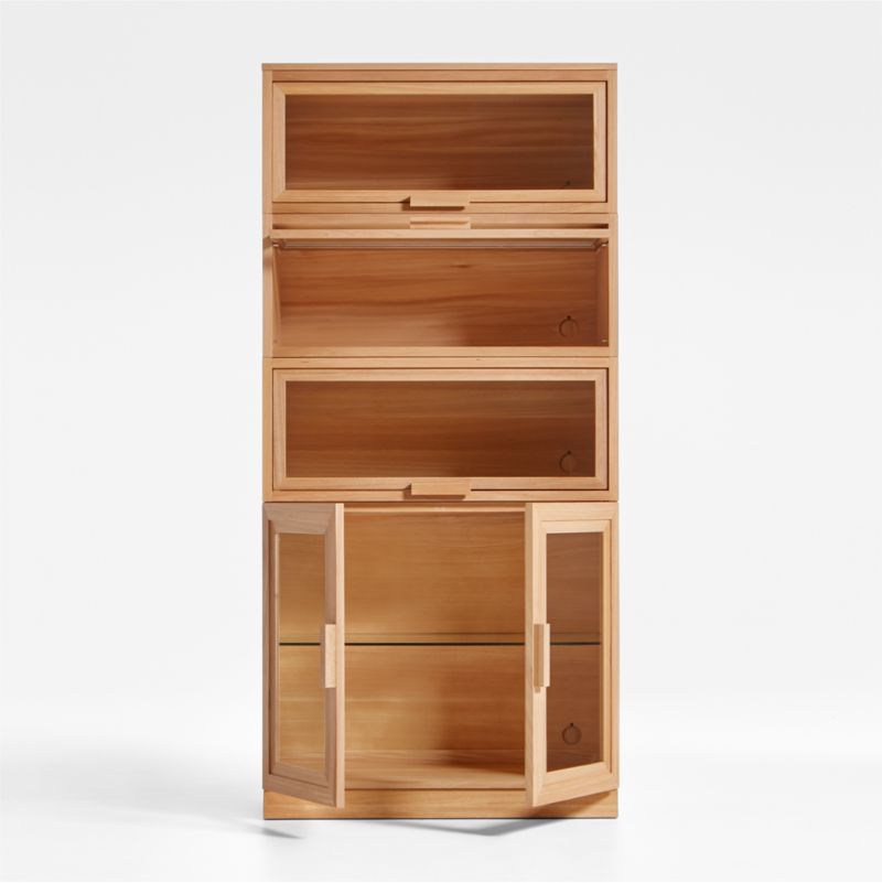 Calypso Natural Elm Wood Modular Storage Cabinet with Glass-Door Base and Glass Doors - image 3 of 9