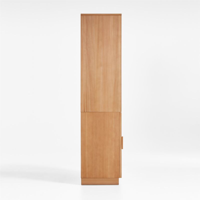 Calypso Natural Elm Wood Modular Glass-Door Base and Bookshelf Hutch
