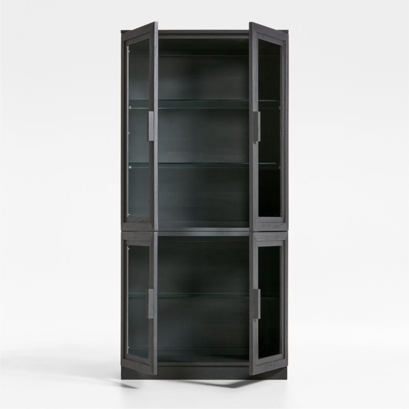 Calypso Black Modular Elm Wood Glass-Door Storage Bookcase Hutch and Base - image 2 of 7