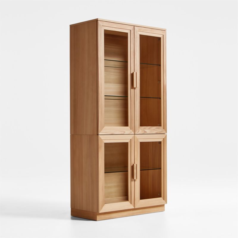 Calypso Natural Modular Elm Wood Glass-Door Storage Bookcase Hutch and Base - image 4 of 8