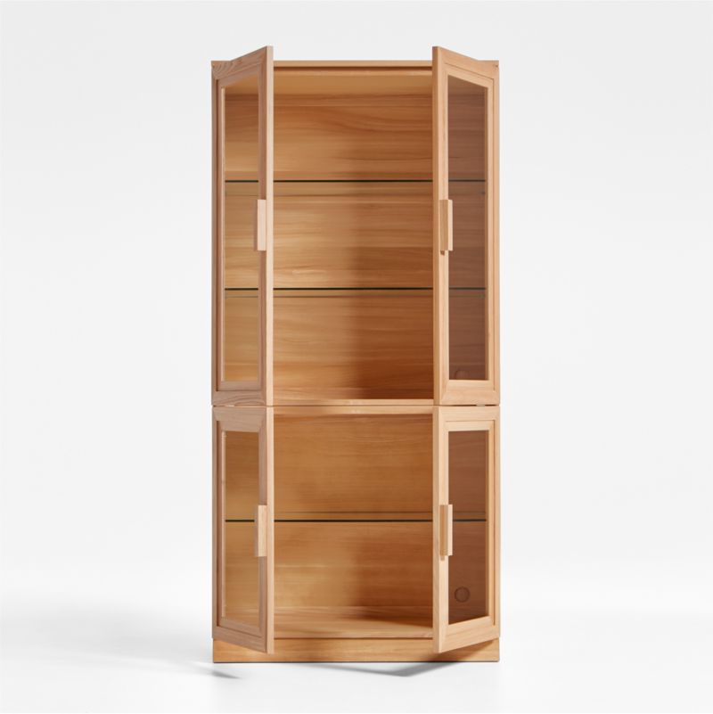 Calypso Natural Modular Elm Wood Glass-Door Storage Bookcase Hutch and Base - image 3 of 8