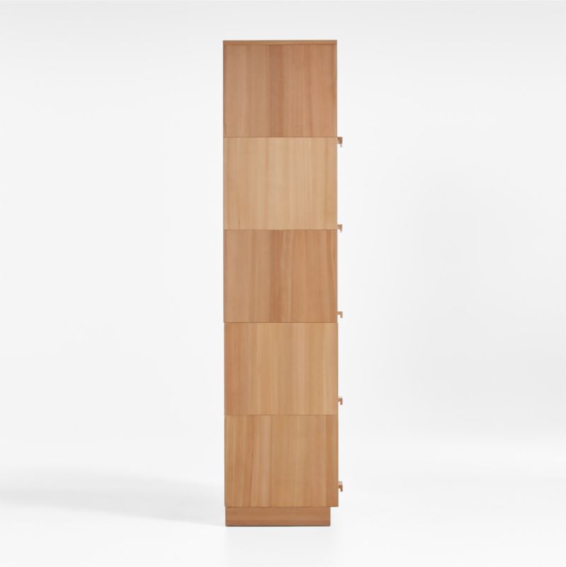 Calypso Natural Elm Wood Single Glass-Door Modular Storage Components, Set of 5