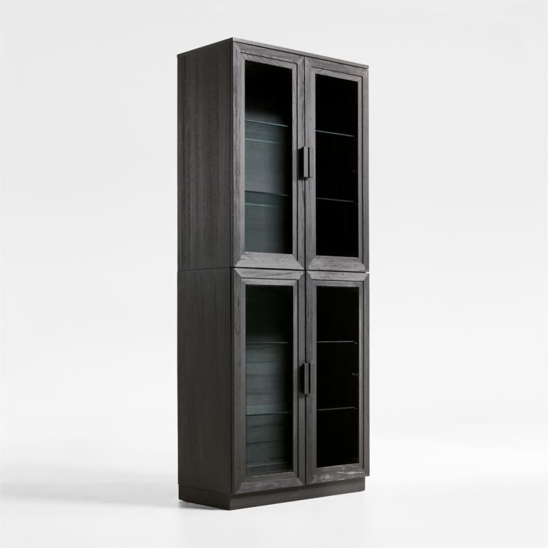 Calypso Black Elm Wood Modular Glass-Door Bookcase Hutches, Set of 2 - image 4 of 7