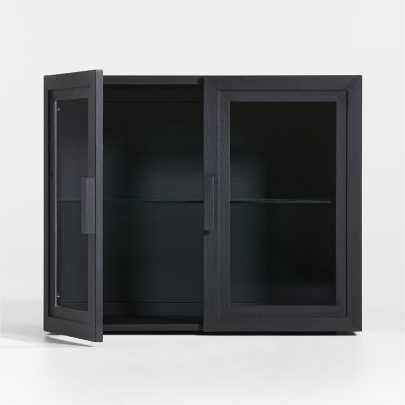 Calypso Black Wood Modular Glass Door Cabinet Base