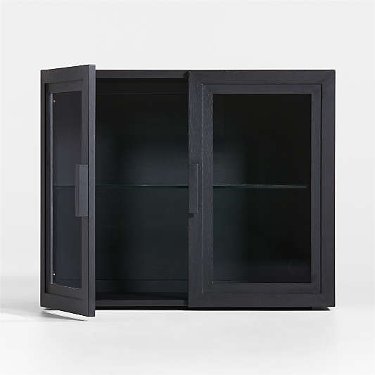 Calypso Black Wood Modular Glass Door Cabinet Base