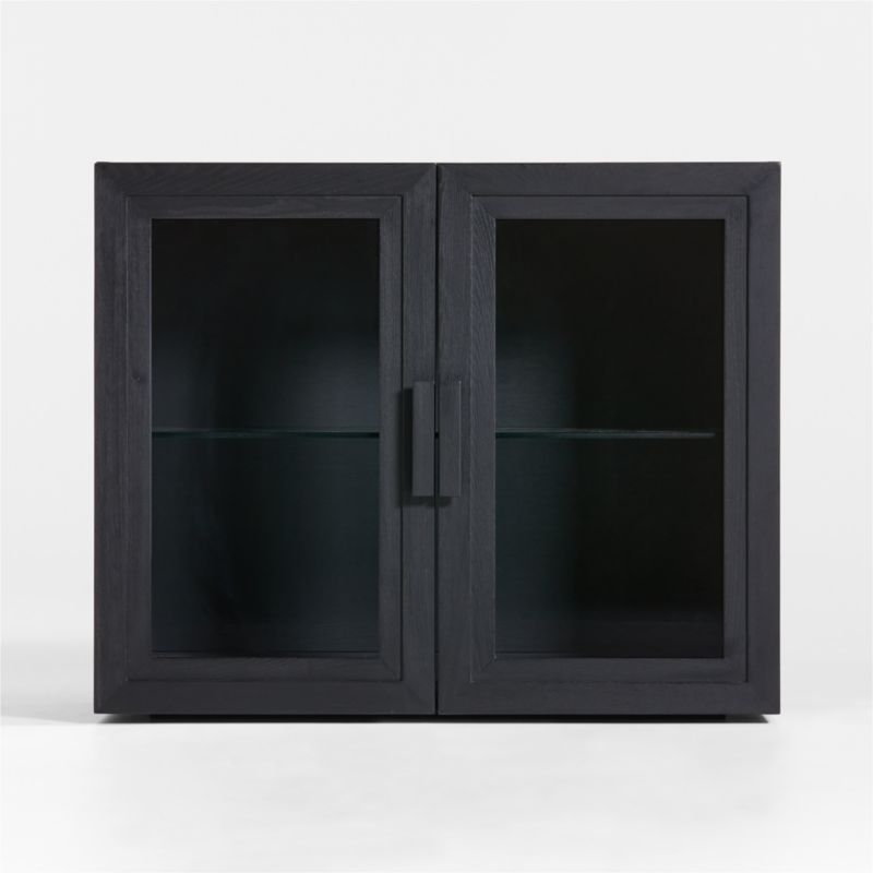 Calypso Black Wood Modular Glass Door Cabinet Base