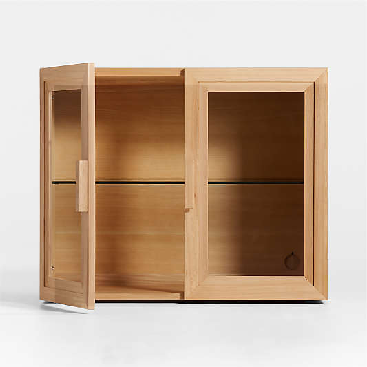 Calypso 36" Natural Wood Modular Glass Door Cabinet Base