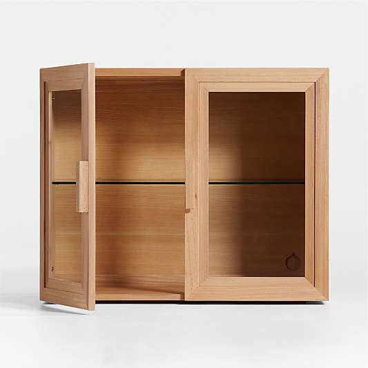 Calypso 36" Natural Wood Modular Glass Door Cabinet Base