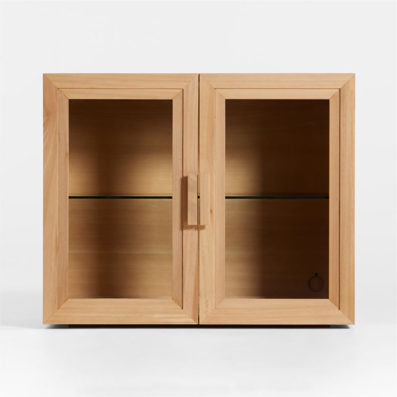 Calypso Natural Elm Wood Modular Glass Door Cabinet Base