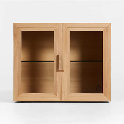 Calypso Natural Wood Glass Door Cabinet Base + Reviews | Crate