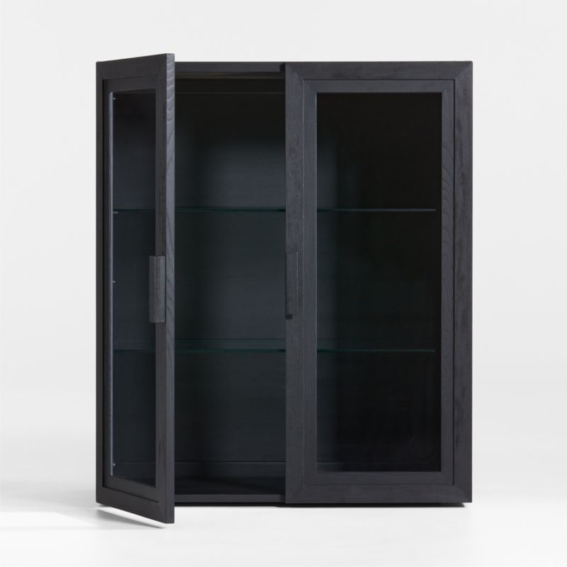 Calypso Black Wood Modular Glass Door Bookcase Hutch