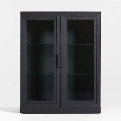 Calypso 36" Black Wood Modular Glass Door Bookcase