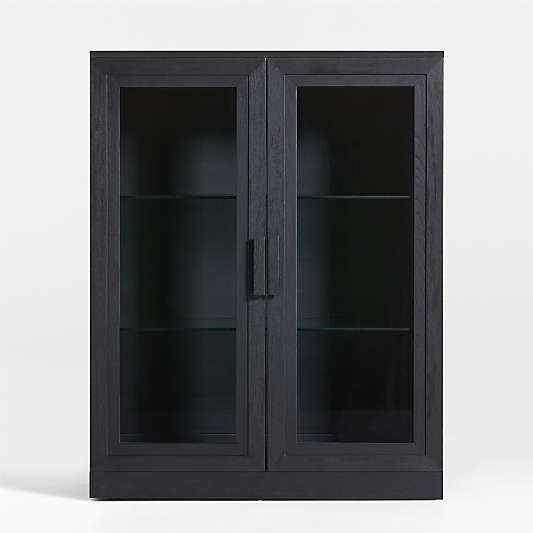 Calypso 36" Black Wood Modular Glass Door Bookcase