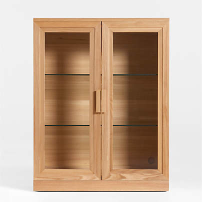 Calypso 36" Natural Wood Modular Glass Door Bookcase