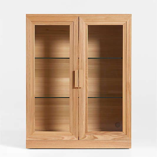 Calypso 36" Natural Wood Modular Glass Door Bookcase