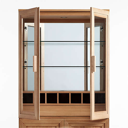 Calypso Natural Elm Wood Bar Hutch Cabinet