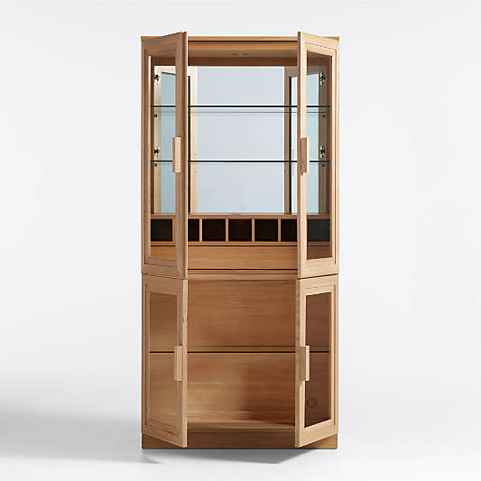 Calypso 36" Natural Glass-Door Bar Cabinet