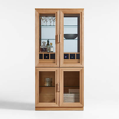 Calypso 36" Natural Glass-Door Bar Cabinet