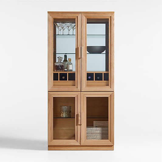 Calypso 36" Natural Glass-Door Bar Cabinet