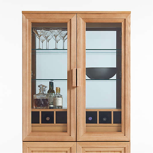 Calypso Natural Elm Wood Bar Hutch Cabinet