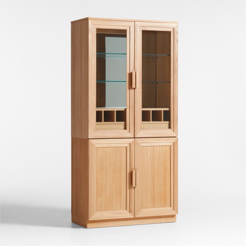 Calypso Natural Elm Wood Bar Hutch Cabinet with Wood Door Base - image 2 of 8