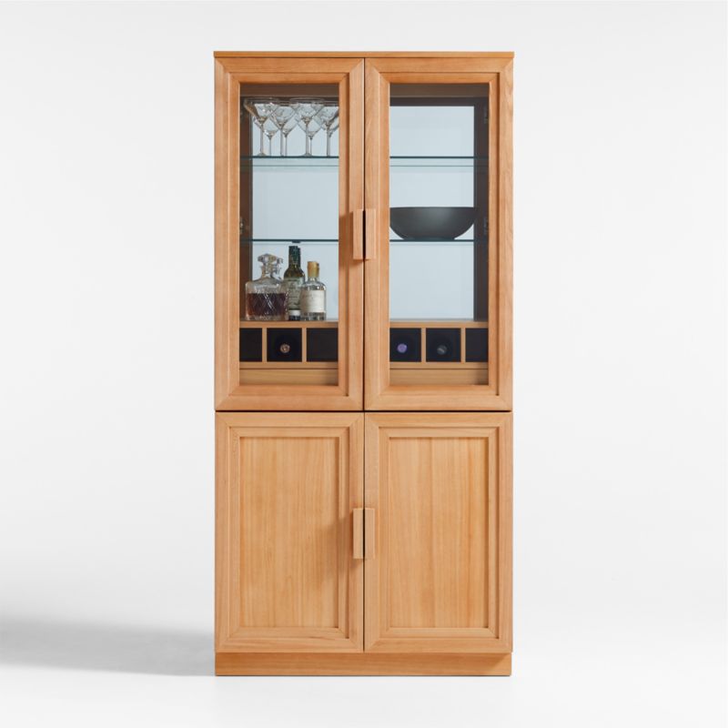 Calypso Natural Elm Wood Bar Hutch Cabinet with Wood Door Base - image 0 of 8