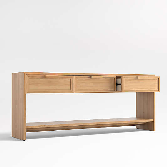 Calypso 72" Rectangular Natural Wood Storage Console Table