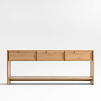 Calypso 72" Rectangular Natural Wood Storage Console Table