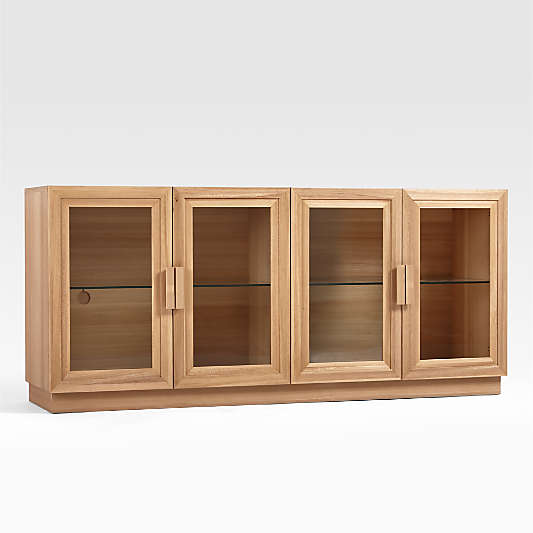 Calypso Natural Elm Wood 72" Storage Media Console with Glass Doors