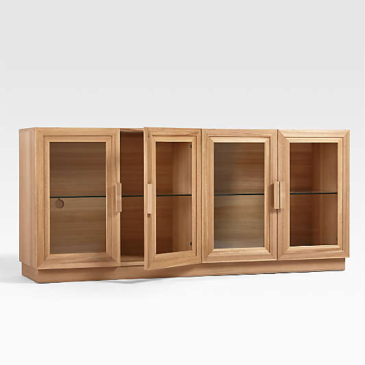 Calypso Natural Elm Wood 72" Storage Media Console with Glass Doors