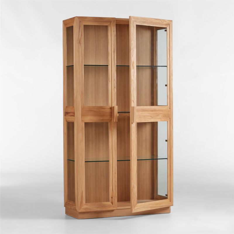 Calypso Glass and Natural Wood Storage Cabinet + Reviews | Crate & Barrel