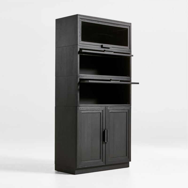 Calypso Black Elm Wood Modular Storage Cabinet with Wood-Door Base and Glass Doors - image 3 of 8